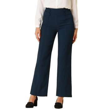 Allegra K Women's High Waisted Straight Leg Solid Color Business Work Pants