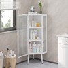 Akoasm 22.25 Inch Bathroom Floor Coner Storage Cabinet With Glass Doors & Shelf-White - 3 of 4