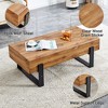 MDF Top Wide Coffee Table Natural Wood Tone With Metal Legs Industrial Modern Steel For Living Room Outdoor, Wood - 4 of 4