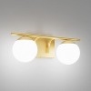 Runesay Gold Mid Century Modern 2-Light Bathroom Vanity Light Fixtures with Milky Glass Globe - 2 of 4
