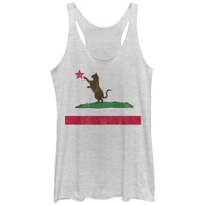 Women's Lost Gods California Flag Cat Racerback Tank Top - 1 of 3