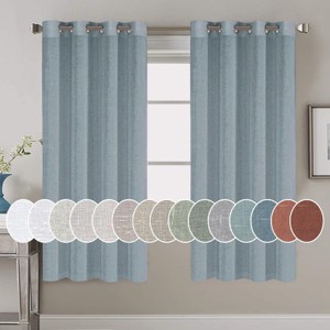 Living Room Linen Curtains Nickel Grommet Energy Saving Light Filtering Semi Sheer Curtain - 1 of 4