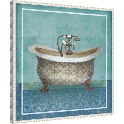 Regal Blue Bathtub Beaded Framed Canvas Wall Art