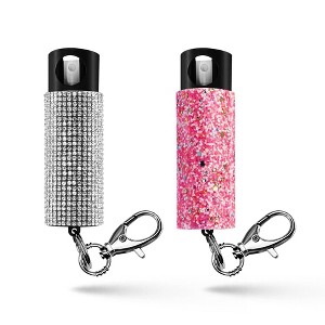 Guard Dog Security Bling It On Pepper Spray 2pk Glow-In-The-Dark 16' Distance White and Confetti: Rhinestone, Camping Essentials - 1 of 4