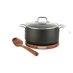 All-Clad HA1 Hard Anodized Nonstick Cookware, Dutch Oven with Acacia Wood Trivet & Spoon and Glass Lid, 6 quart - 1 of 4