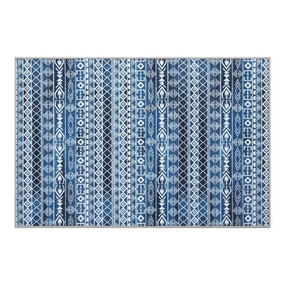 Garvee Moroccan Geometric Area Rug,Non-Shedding,Non-Slip Foldable Indoor Mat , Blue