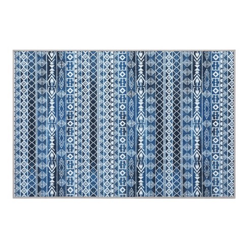 Whizmax 5x7ft Moroccan Geometric Area Rug,Non-Shedding,Non-Slip Foldable Indoor Mat , Blue - image 1 of 4