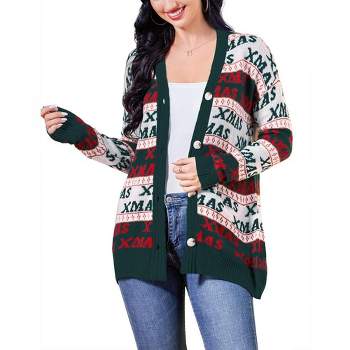 Whizmax Women's Ugly Christmas Sweater Open Front Caidigans Knitted Long Sleeve Sweaters Cardigan