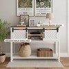 RoyalCraft Farmhouse Entryway Console Table with Storage Shelves, Sliding Barn Door and Spacious Tabletop for Living Room or Foyer, White & Oak - 3 of 4