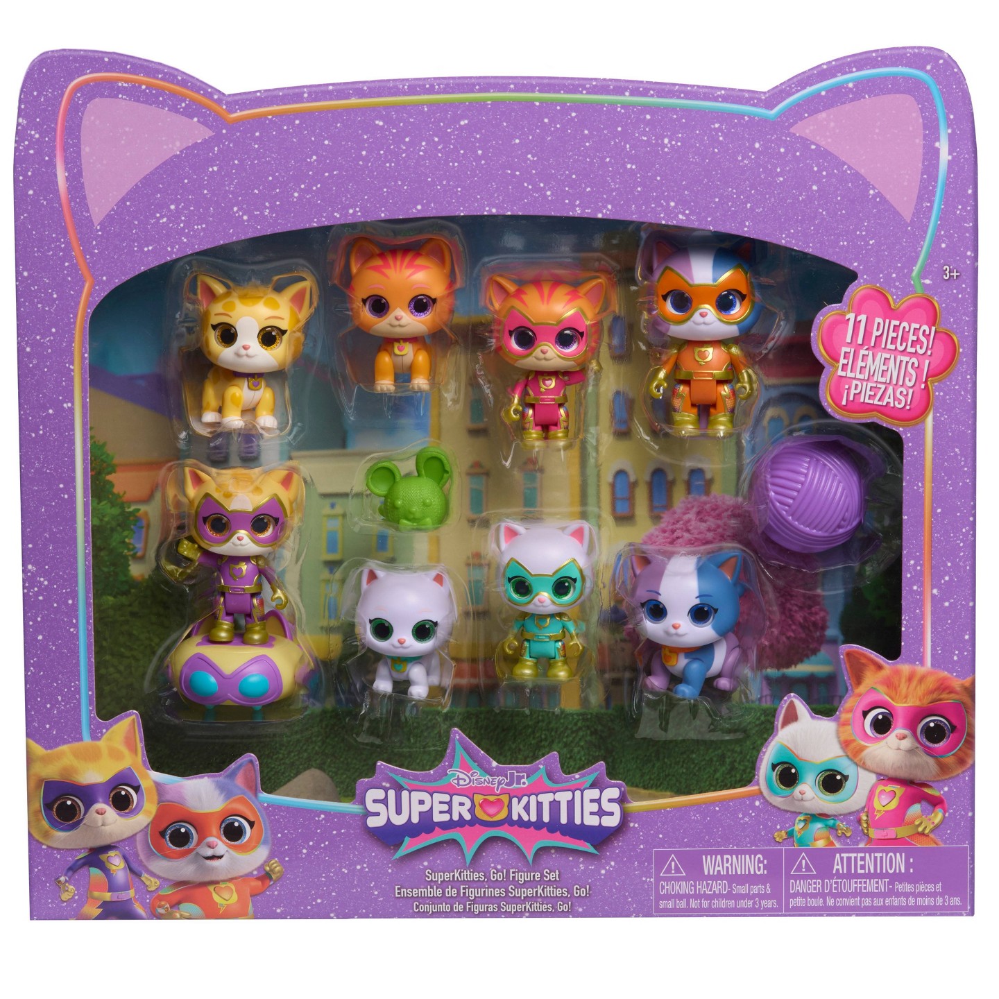 Детские фигурки Disney Jr. SuperKitties Go! Figure Set, 11 Pieces, Articulated Figures, Ages 3 — фото 1