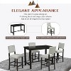 5-Piece Counter Height Dining Set, Classic Elegant Table and 4 Chairs in Espresso and Beige - 2 of 4