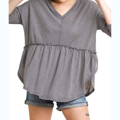 Women's Babydoll Striped Top - umgee