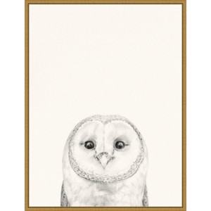 18" x 24" Animal Mug III Owl by Victoria Borges Framed Canvas Wall Art Gold - Amanti Art: Modern Decor, Polystyrene Frame - 1 of 4