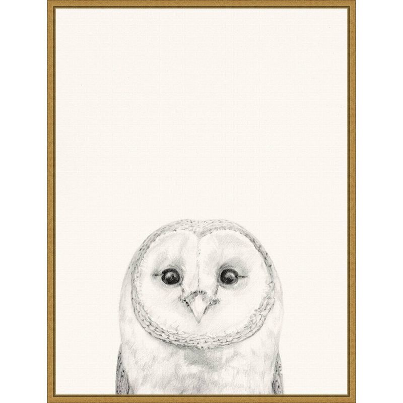 18&#34; x 24&#34; Animal Mug III Owl by Victoria Borges Framed Canvas Wall Art Gold - Amanti Art, 1 of 10