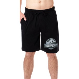 Jurassic World Mens' Dinosaur Film Movie Park Logo Sleep Pajama Shorts Black - 1 of 4