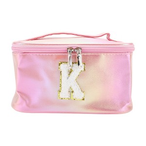 Unique Bargains Women's Square Letter K Makeup Bag Pink 1 Pc - 1 of 3