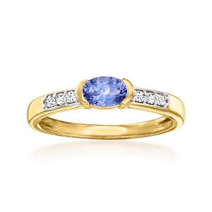 Ross-Simons 0.40 Carat Tanzanite and .10 ct. t.w. White Zircon Ring in 18kt Gold Over Sterling - 1 of 4
