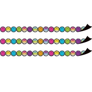 Teacher Created Resources® Smiley Faces Die-Cut Magnetic Border, 24 Feet Per Pack, 3 Packs - 1 of 3