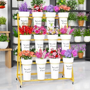 Metal Flower Stand with 12 Buckets, 3-Tier Flower Display Rack : Target