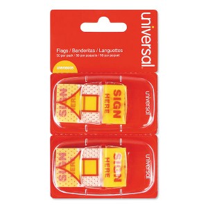 Universal Arrow Page Flags, "Sign Here", Yellow/Red, 50 Flags/Dispenser, 2 Dispensers/Pack - 1 of 4