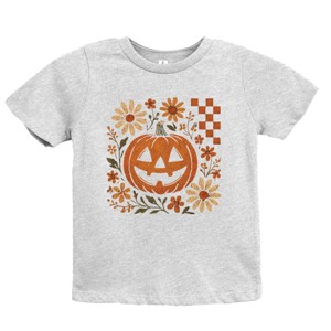 Pumpkin Floral Grunge - Youth Short Sleeve Graphic T-Shirt and Toddler Short Sleeve Graphic T-Shirt - 1 of 3