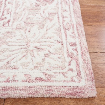 Pink and Ivory Hand-Tufted Wool Floral Area Rug