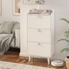 Modern Arc Design Shoe Cabinet With 3 Drawers,Shoe Storage Cabinet, Freestanding Shoe Organizer With Leather Handles For Entryway Hallway - 2 of 4