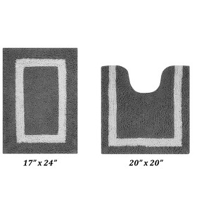 Hotel Bath Rug 100% Premium Cotton Tufted Weave Two Tone Reversible 2 Piece Bathroom Rug Set, Super Soft & Water Absorbent, Machine Washable Bathmat - 1 of 4