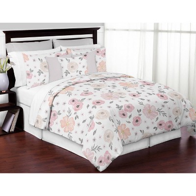 3pc Watercolor Floral Queen Bedding - Sweet Jojo Designs