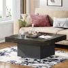 Kumasinova Square Wood Coffee Table,35.43" Center Dining Table with LED Lights for Living Room,Bedroom,Meeting Room,Black - 4 of 4