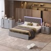 NicBex Queen Modern Upholstered Bed Frame with Velvet Headboard,Platform Bed Frame with LED Light,Solid Wood Slats Support,Easy Assembly,White/Gray - 2 of 4
