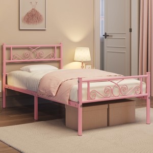 Yaheetech Metal-Framed Platform Bed with Headboard and Footboard - 1 of 4