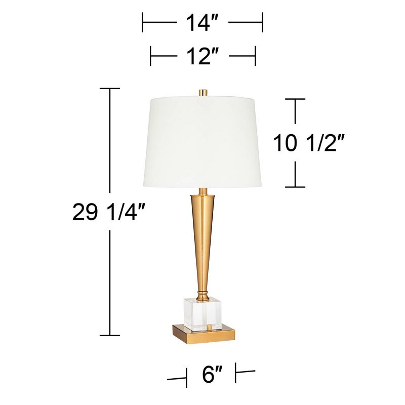 Possini Euro Design Wayne 29 1/4" Tall Modern Glam End Table Lamp USB Port Brass Finish Metal Crystal Single White Shade Living Room Charging Bedroom, 4 of 10