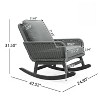 VisioGear Patio Accent Table Sets, 3-Piece Outdoor Table Set with Rocking Chairs, Wooden Accent Table for Patio, Gray, 24.80"*42.52"*31.5" - 2 of 4