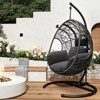 VisioGear Patio Swing Egg Chairs with Puffy Cushion, Wicker Weaving Egg Chair with Base Frame for Living Room Balcony, Gray, 46.5"*72.83"*41.8" - 2 of 4