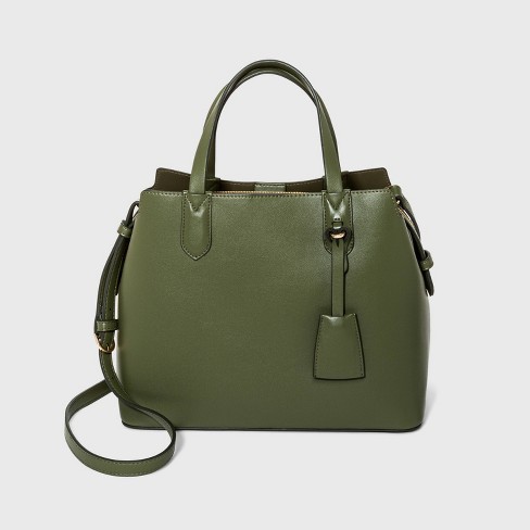 Triple Compartment Satchel Handbag - A New Day™ Olive Green