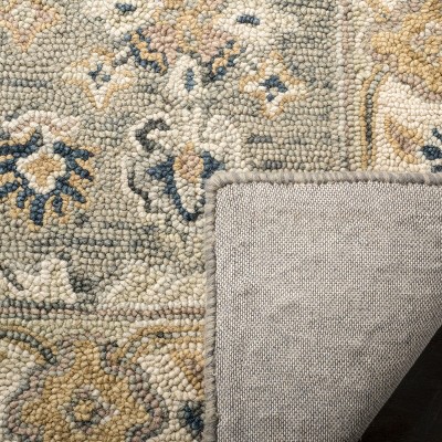 Aspen Ivory and Moss 5' Square Hand Tufted Wool Area Rug