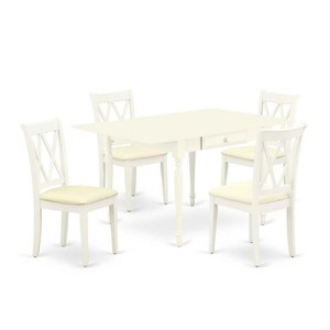 HomeStock 5-Pc Linen White Finish Solid Wood Top-Dining Room Set with Dropleaf-Seats 4 - 1 of 4
