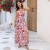 Clearlove Women's Sleeveless V Neck Dress Criss Cross Tie Back Split High Cross Hem Maxi Dress - 2 of 4