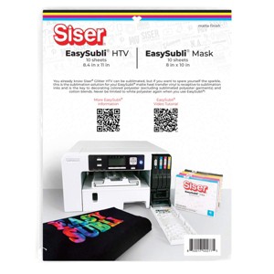 Siser -  (8.4"x11"), (8"x10"), EasySubli HTV - Printable Sublimation Heat Transfer Vinyl - 10 Sheets of EasySubli and 10 Sheets of EasySubli Mask - 1 of 1