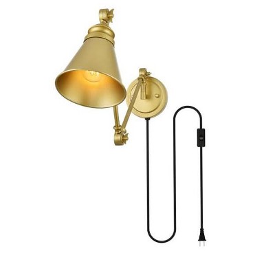 Elegant Lighting Van 1 light Brass swing arm plug in wall sconce
