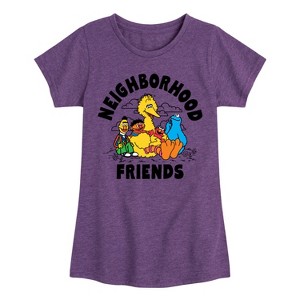 Girls' - Sesame Street - Neighborhood Friends Fitted Short Sleeve Graphic T-Shirt - 1 of 4