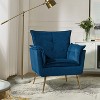 Jonat Contemporary Velvet Wooden Upholstered Armchair with Metal Legs for Bedroom and Living Room | ARTFUL LIVING DESIGN - 3 of 4