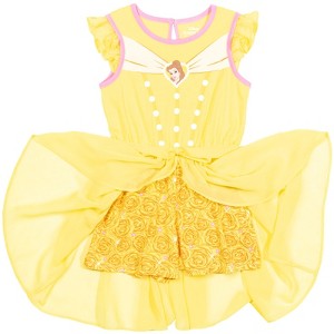 Disney Princess Moana Frozen Rapunzel Jasmine Belle Girls Romper With Skirt Overlay Little Kid to Big - 1 of 4