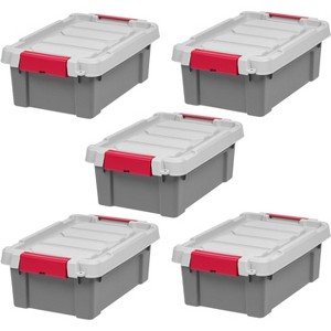 IRIS USA Lockable Storage Totes with Lids, Heavy-Duty Durable Stackable Containers, Large Garage Organizing Bins Moving Tubs, Gray - 1 of 4