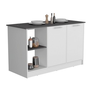 Depot E-Shop Kitchen Island with Large Countertop, Open Storage Shelves and Double Door Cabinet - 1 of 4