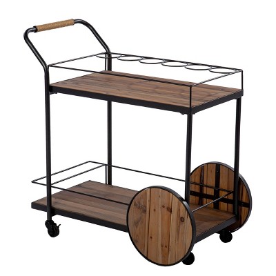 Trodel Reclaimed Wood Bar Cart Natural/Black - Aiden Lane