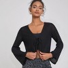 Women's Contrast Binding Knotted Knitted Cardigan - A New Day™ Black - 3 of 3