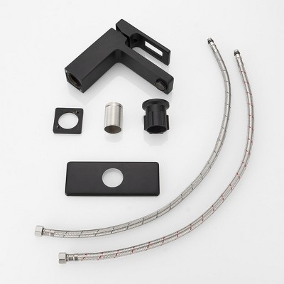 Matte Black Single-Handle Bathroom Faucet with Drain Assembly