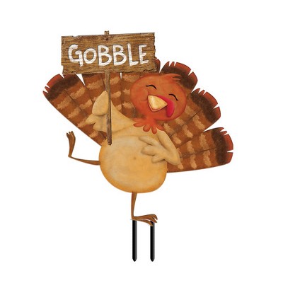 Briarwood Lane Thanksgiving Gobble Turkey Metal Yard Art 27.25x20 For Thanksgiving Metal Art